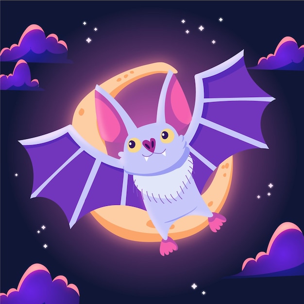 Vettore gratuito illustrazione disegnata a mano del pipistrello di halloween