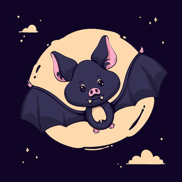 Hand drawn halloween bat