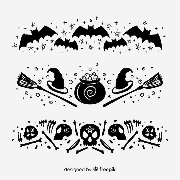 Free vector hand drawn halloween border collection