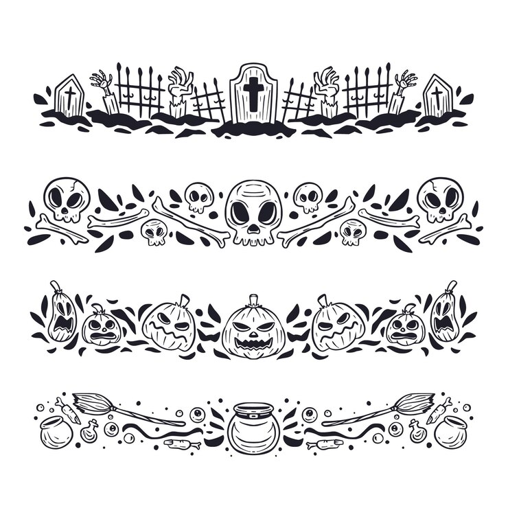 Free Vector hand drawn halloween border collection
