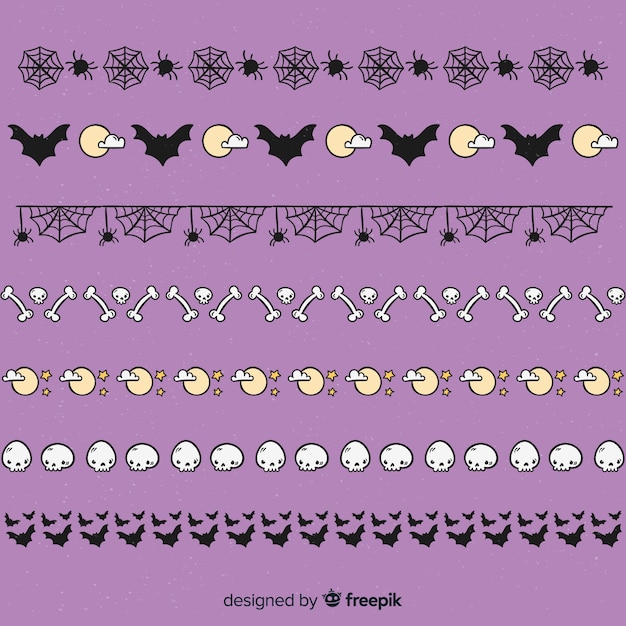 Free vector hand drawn halloween border with cobwebs and bones