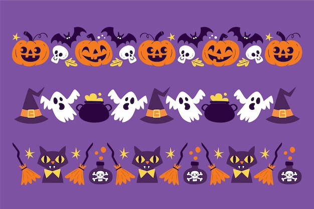 Free vector hand drawn halloween borders collection