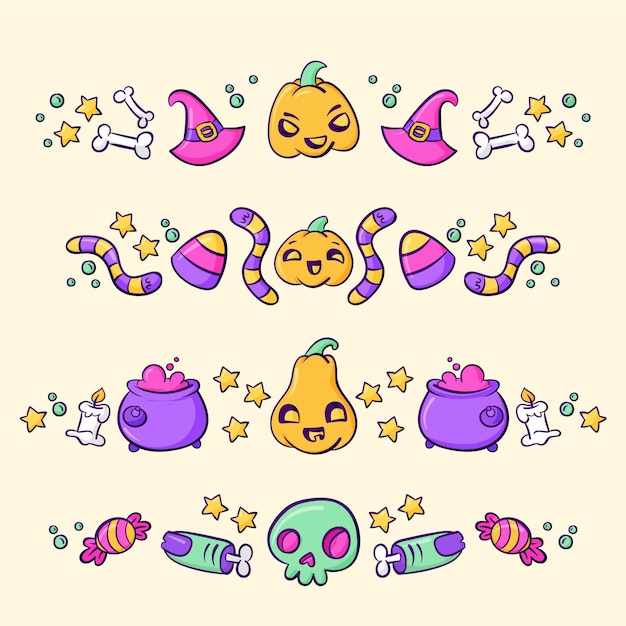 Hand drawn halloween borders collection