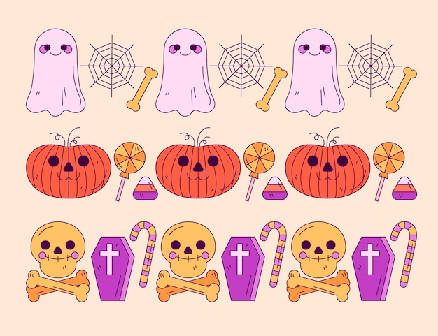 Free vector hand drawn halloween borders collection