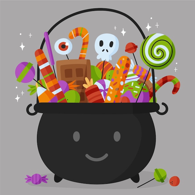 Бесплатное векторное изображение Ручной обращается мешок конфет хэллоуин