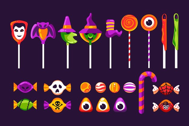 手描きのハロウィーンのお菓子コレクション