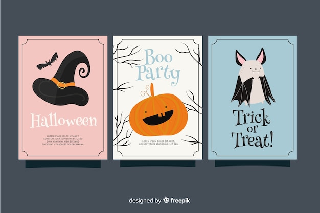 Hand drawn halloween card collection