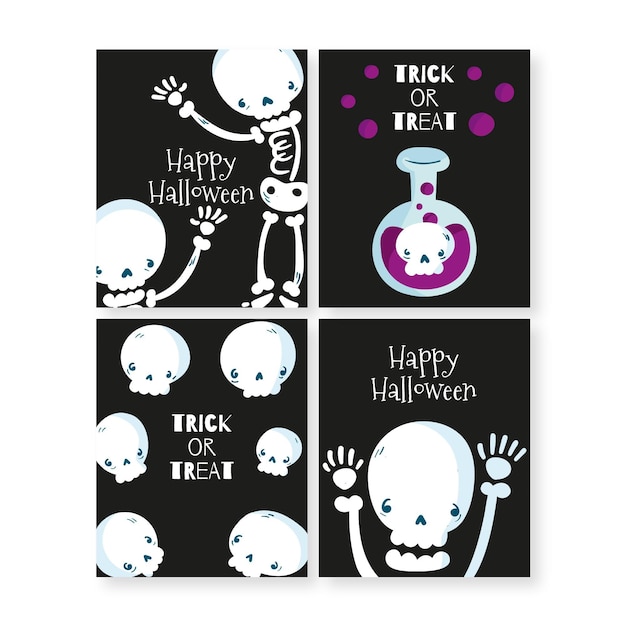 Vettore gratuito collezione di carte di halloween disegnate a mano