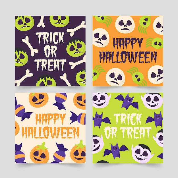 Free vector hand drawn halloween card collection