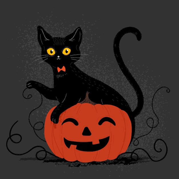 Hand drawn halloween cat