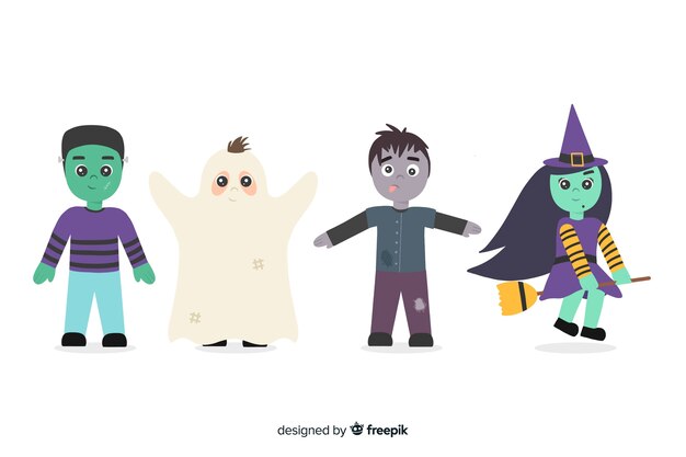 Hand drawn halloween character collection