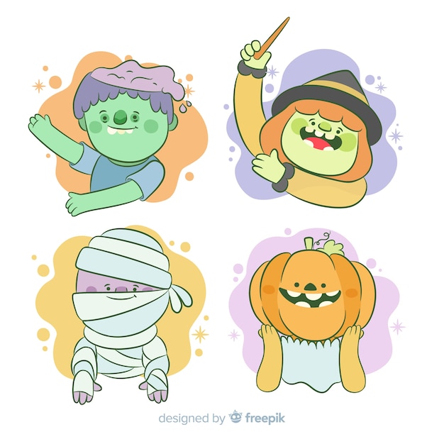 手描きハロウィーンキャラクターコレクション