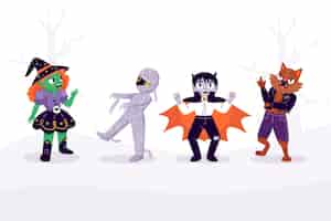 Vettore gratuito collezione di personaggi di halloween disegnati a mano