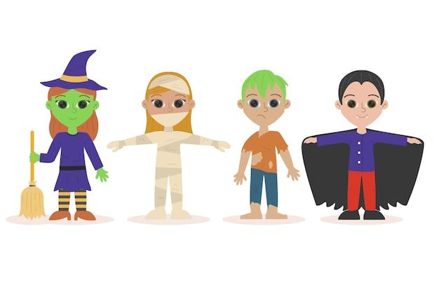 Free vector hand drawn halloween character collection