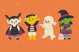 Free vector hand drawn halloween character collection