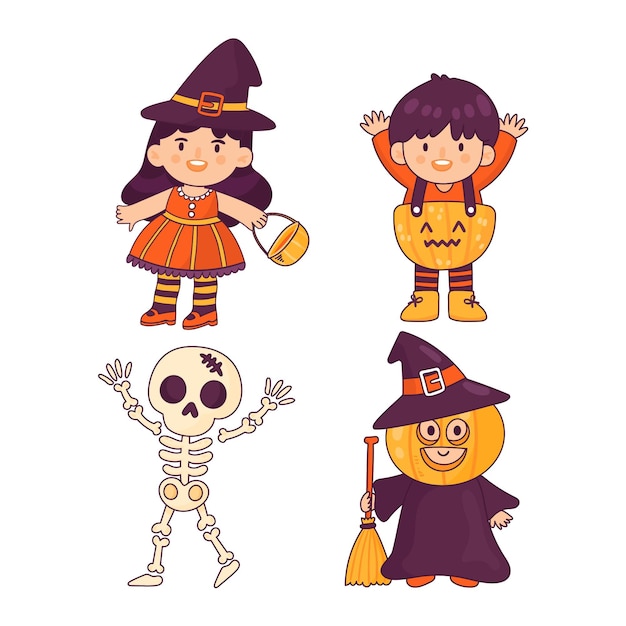 Hand drawn halloween characters collection