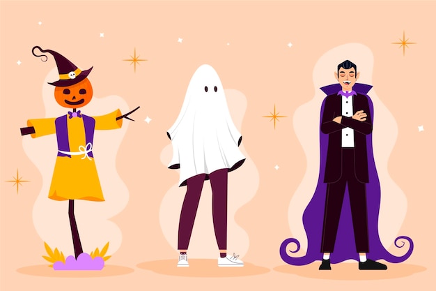 Hand drawn halloween characters collection