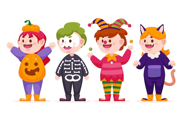 Collezione di costumi di halloween disegnati a mano