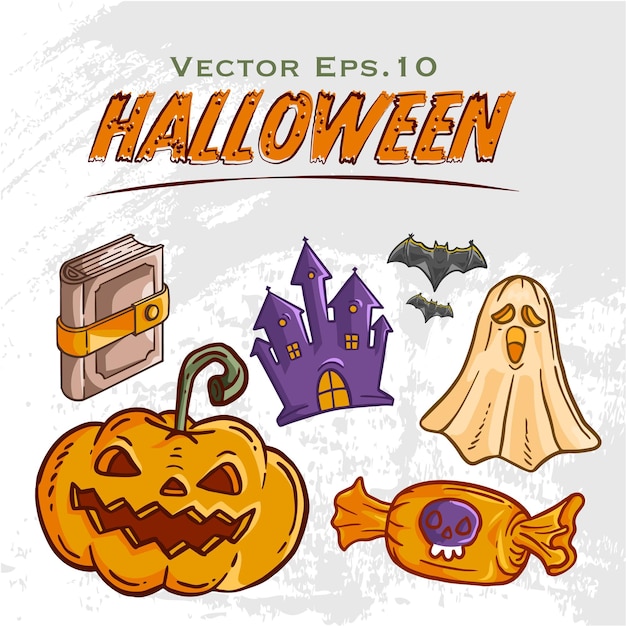 Free vector hand drawn halloween doodle icon set