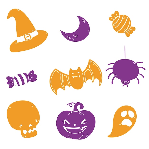 Free vector hand drawn halloween element collection