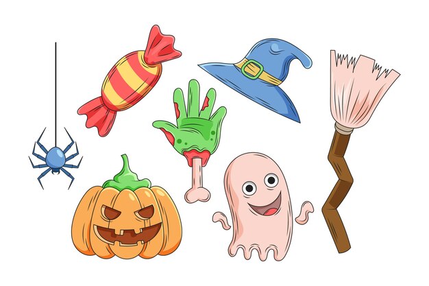 手描きのハロウィーン要素のコレクション