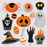 Vettore gratuito collezione di elementi di halloween disegnati a mano