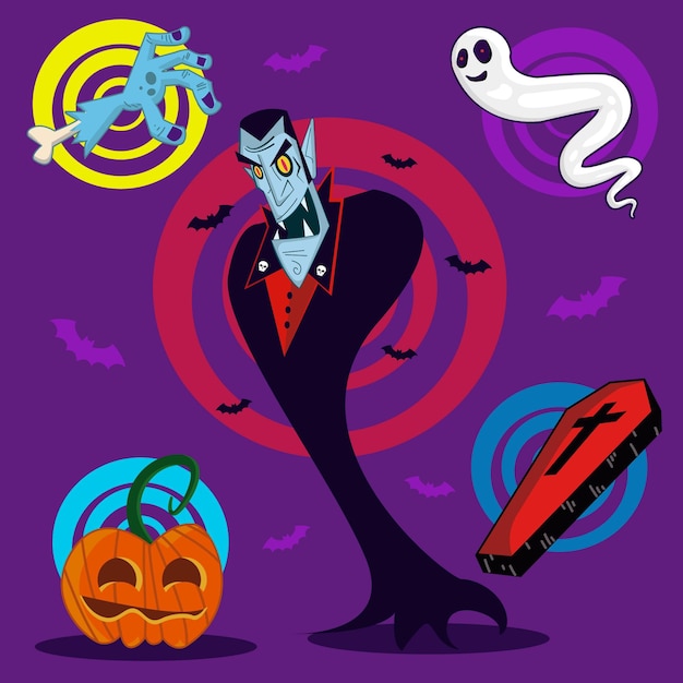 Free vector hand drawn halloween element collection