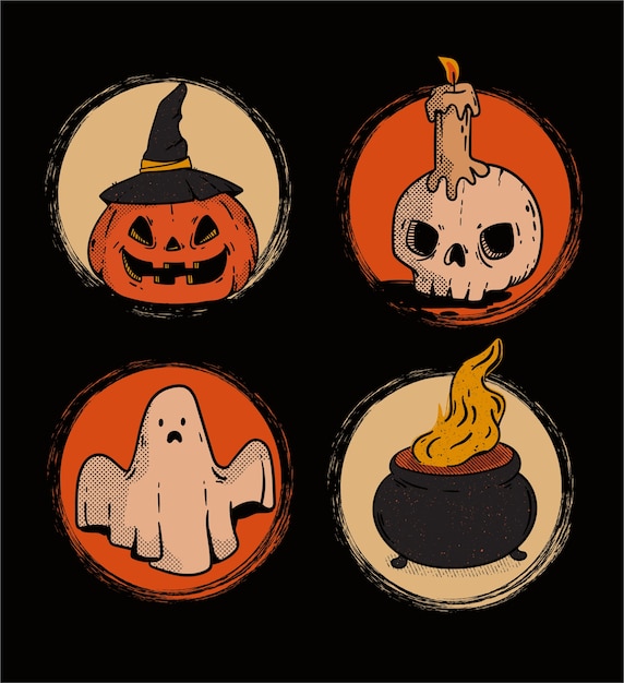 Free vector hand drawn halloween elements collection