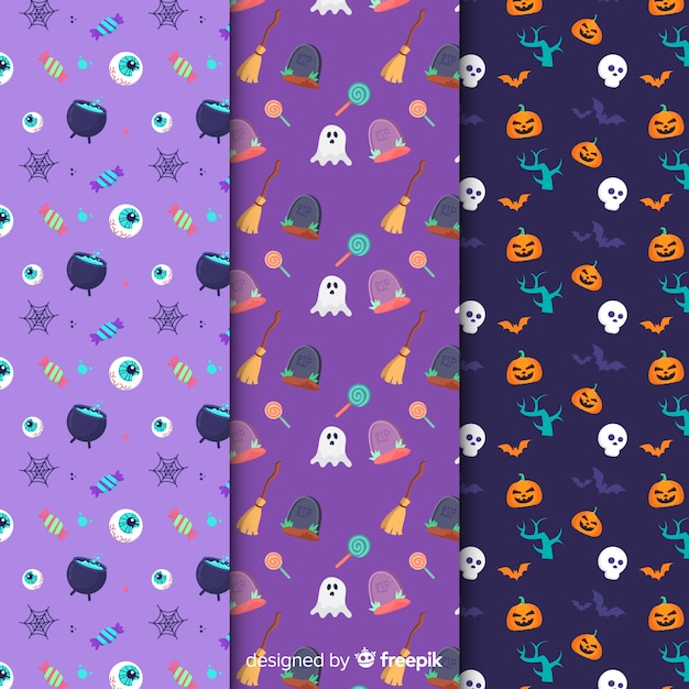 Free vector hand drawn halloween elements pattern collection