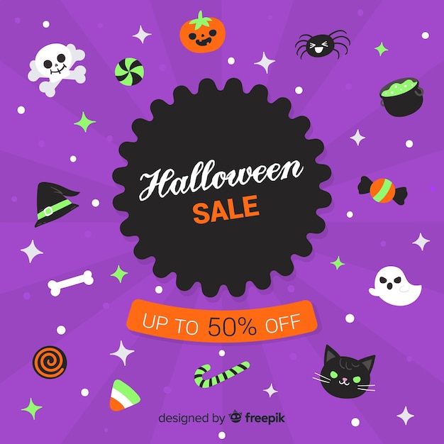 Hand drawn halloween elements sale collection