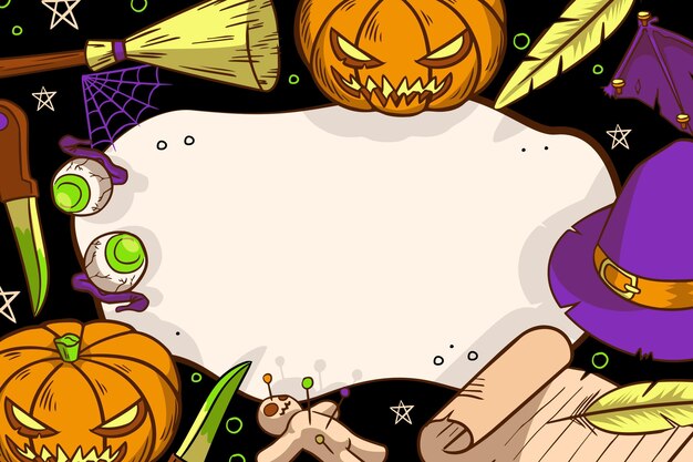 Hand drawn halloween frame template