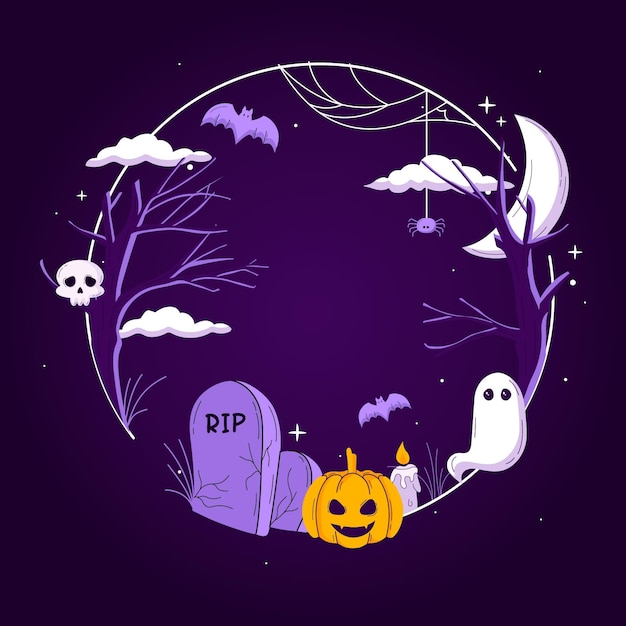 Free vector hand drawn halloween frame template