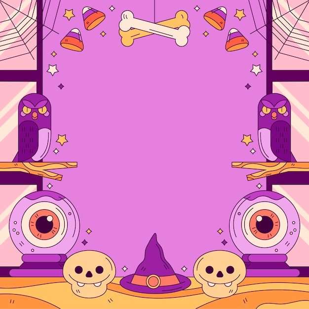 Hand drawn halloween frame template