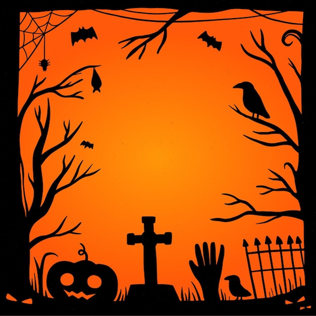 Vettore gratuito cornice di halloween disegnata a mano