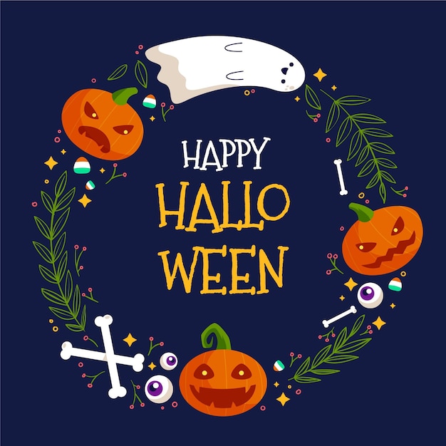 Vettore gratuito cornice di halloween disegnata a mano