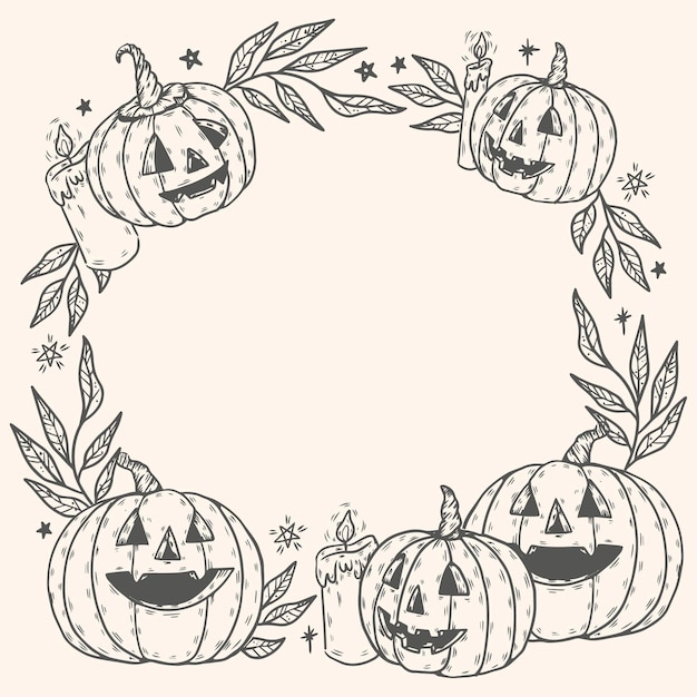 Cornice di halloween disegnata a mano