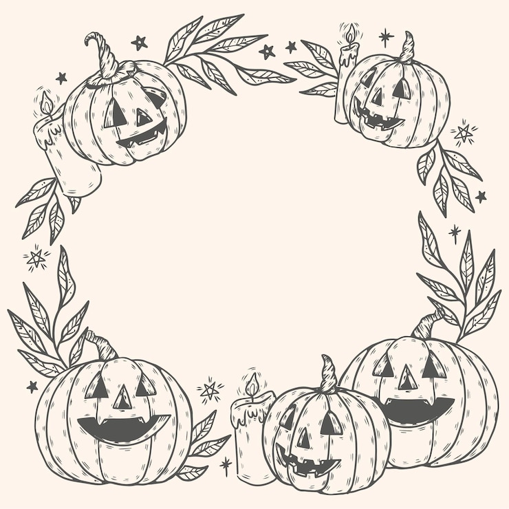Free Vector hand drawn halloween frame