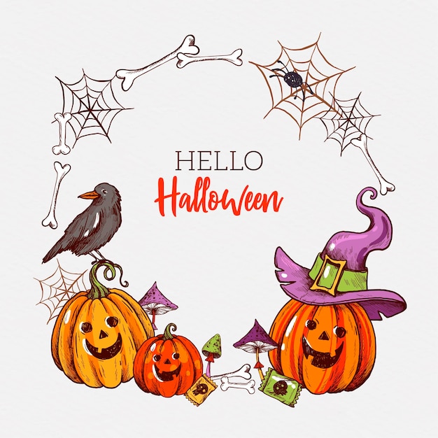 Cornice di halloween disegnata a mano