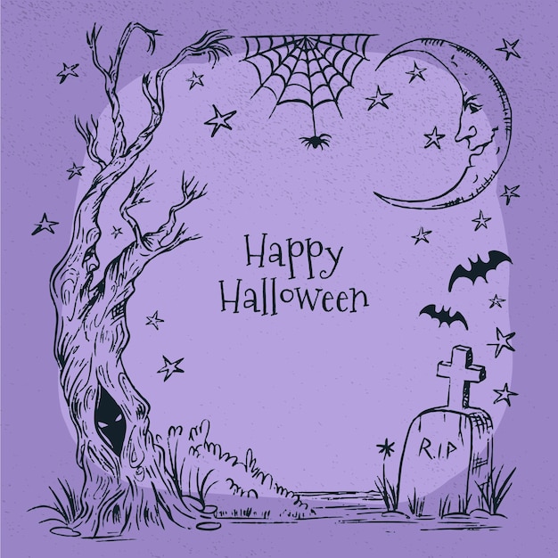 Free vector hand drawn halloween frame