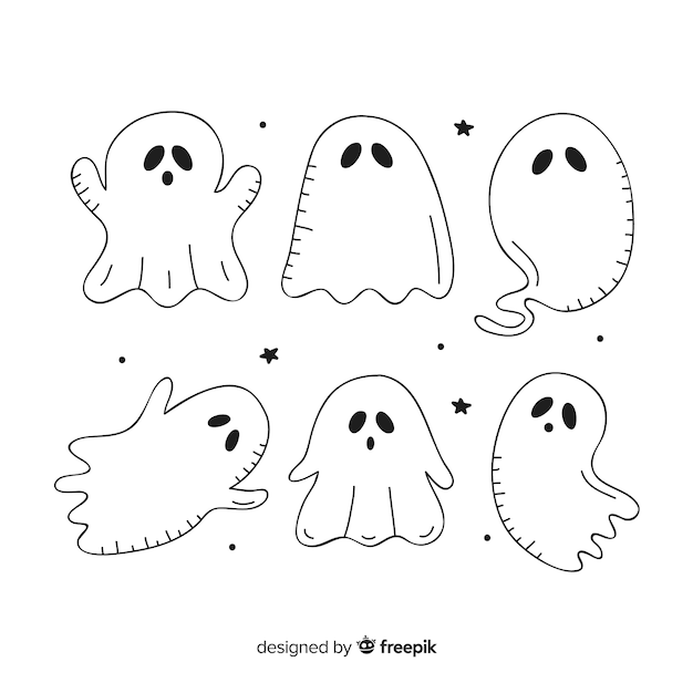 Hand drawn halloween ghost collection