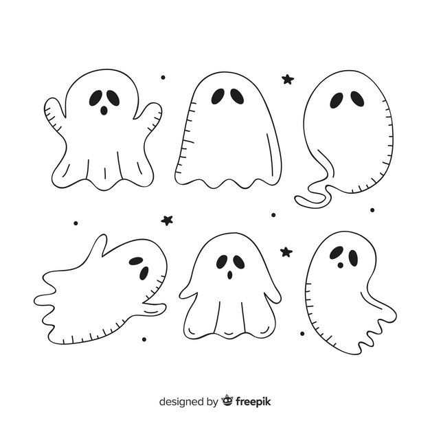 Hand drawn halloween ghost collection