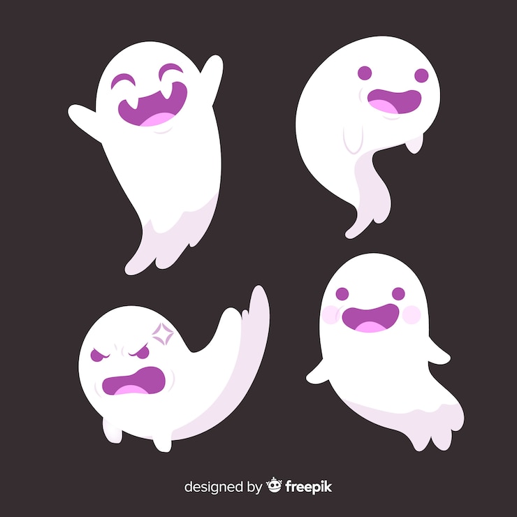 무료 Vector 손으로 그린 할로윈 유령 컬렉션