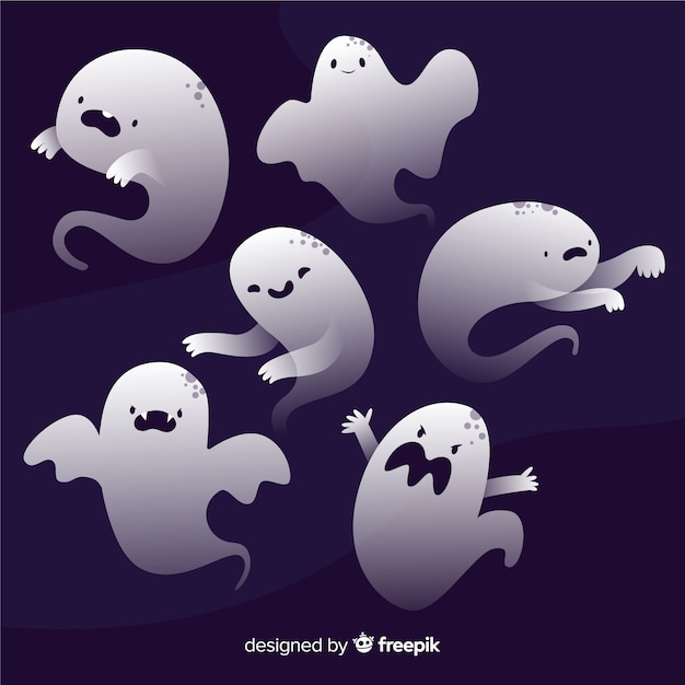 Free Vector hand drawn halloween ghost collection