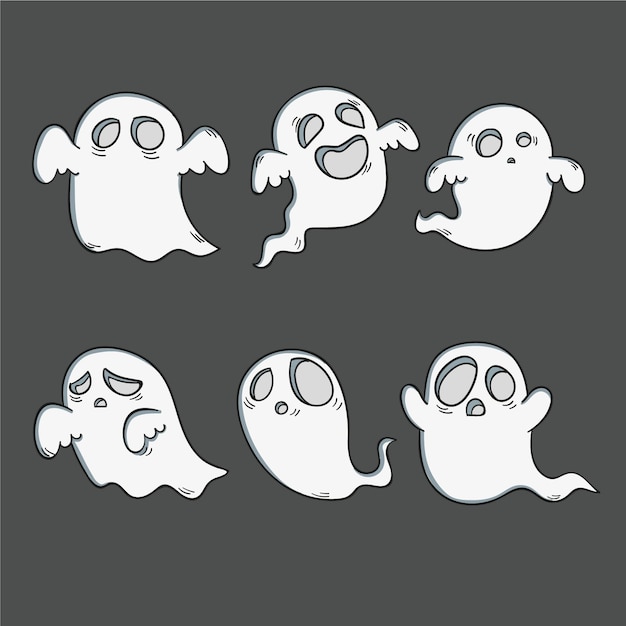 Free vector hand drawn halloween ghost collection