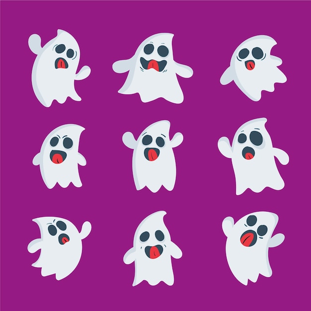 Free vector hand drawn halloween ghost collection