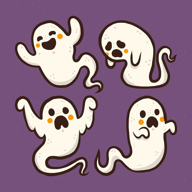 Free Vector hand drawn halloween ghost collection