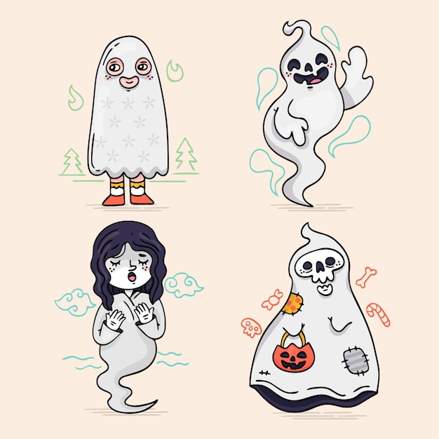 手描きハロウィンゴーストコレクション