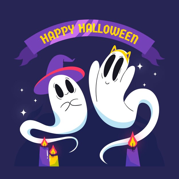 Hand drawn halloween ghost illustration