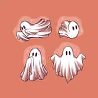 Free vector hand drawn halloween ghosts collection
