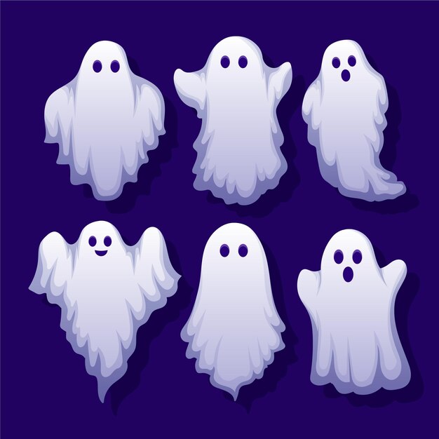 Free vector hand drawn halloween ghosts collection